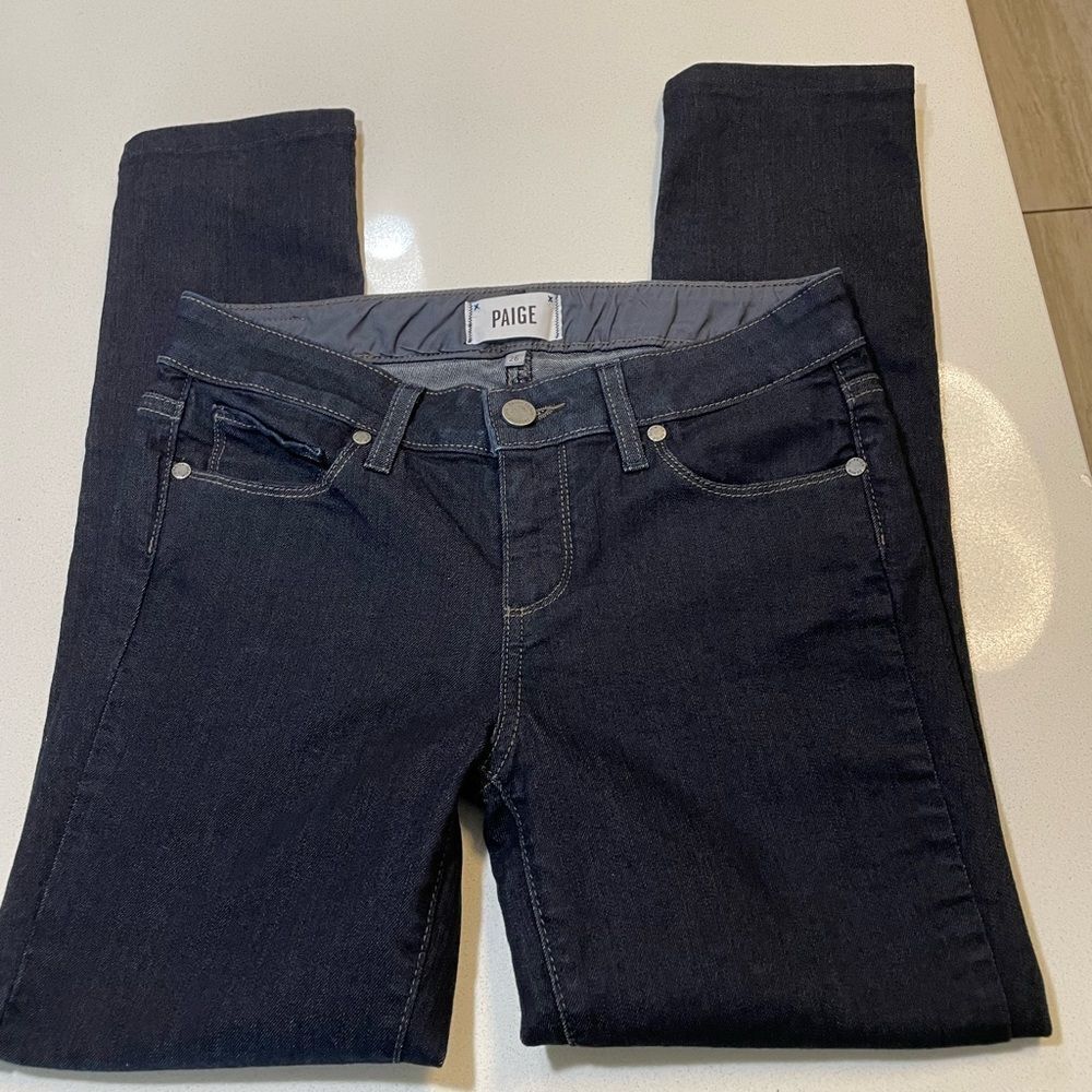 PAIGE Skyline Skinny Jeans Women’s Size 26 Dark Wash Mid Rise Denim